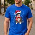 Boston Terrier Dog Ugly Christmas Dog Xmas For Men Women Kids Men's Casual T-Shirt Royal Blue