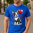 Boston Terrier Dog Valentine's Day Dog Owner Men's Casual T-Shirt Royal Blue