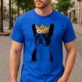 Boston Terrier Dog Wearing Crown For Men Women Girls Kids Men's Casual T-Shirt Royal Blue