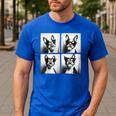 Boston Terrier Dogs With Sunglasses Photo Pets Meme Men's Casual T-Shirt Royal Blue