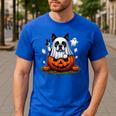Boston Terrier Ghost Boo Halloween Kids Men's Casual T-Shirt Royal Blue