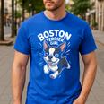 Boston Terrier Girl Cute Cartoon For Dog Owners Pet Terrier Men's Casual T-Shirt Royal Blue