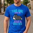 Boston Terrier This Girl Runs On Jesus And Boston Terriers Men's Casual T-Shirt Royal Blue