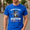 Boston Terrier Groovy World's Best Boston Mom Men's Casual T-Shirt Royal Blue