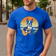 Boston Terrier Guitar Retro Men's Casual T-Shirt Royal Blue