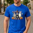 Boston Terrier Halloween Costume Mummy Witch Ghost Dog Lover For Men Women Kids Men's Casual T-Shirt Royal Blue
