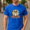 Boston Terrier Halloween Dog Lover Pumpkin Costume Men's Casual T-Shirt Royal Blue