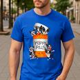 Boston Terrier Happy Pills T-Shirt Men's Casual T-Shirt Royal Blue