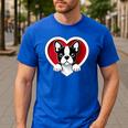 Boston Terrier Heart Cute Puppy Lover Or Dog Owner Men's Casual T-Shirt Royal Blue