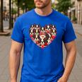 Boston Terrier Heart Valentine Boston Terrier Men's Casual T-Shirt Royal Blue