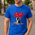 Boston Terrier Lover Heart Shape Boston Terrier Valentine Men's Casual T-Shirt Royal Blue