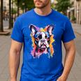 Boston Terrier Lover Pop Art Color Boston Terrier Dog For Men Women Girls Kids Men's Casual T-Shirt Royal Blue