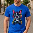 Boston Terrier Lovers Gaming Headphones Boston Terrier Men's Casual T-Shirt Royal Blue
