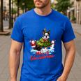 Boston Terrier Merry Christmas Tree Lights Dog X-Mas Dogs Men's Casual T-Shirt Royal Blue