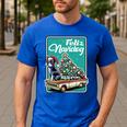 Boston Terrier Merry Christmas Tree Truck Dog X-Mas Men's Casual T-Shirt Royal Blue