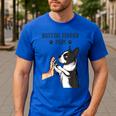 Boston Terrier Mom Dogs Mum Woman Men's Casual T-Shirt Royal Blue