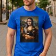Boston Terrier Mona Lisa Painting Art Dog Mom Dad For Men Women Kids Men's Casual T-Shirt Royal Blue