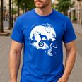 Boston Terrier And Moon Halloween Costume Dog Lover Men's Casual T-Shirt Royal Blue