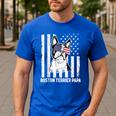 Boston Terrier Papa Cool Dog Lover USA American Flag Men Women Men's Casual T-Shirt Royal Blue