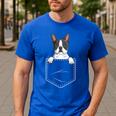 Boston Terrier In The Pocket Cute Boston Terrier Dog Lovers For Men Women Girls Kids Men's Casual T-Shirt Royal Blue