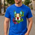 Boston Terrier In Red Day Of The Dead Sugar Skull Dog Men's Casual T-Shirt Royal Blue