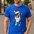 Boston Terrier Santa Christmas Lights Xmas Dog Lover Men Women Kids Men's Casual T-Shirt Royal Blue