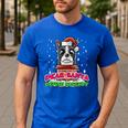 Boston Terrier Santa Claus Christmas Dog Men's Casual T-Shirt Royal Blue