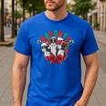 Boston Terrier Santa Claus Elf Reindeer Christmas Dog X-Mas Men's Casual T-Shirt Royal Blue