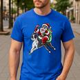 Boston Terrier Santa Claus Hat Merry Christmas Dog X-Mas Men's Casual T-Shirt Royal Blue