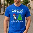 Boston Terrier Santa Hat Dabbing Around The Christmas Tree Men's Casual T-Shirt Royal Blue