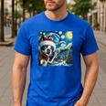 Boston Terrier Santa Starry Night Van Gogh Christmas Dog Men Women Kids Men's Casual T-Shirt Royal Blue