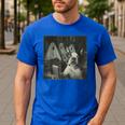 Boston Terrier Selfie With Ghosts Halloween Dog Lover Men's Casual T-Shirt Royal Blue