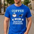 Boston Terrier Shirt Coffee And Boston Terrier Cute Dog For Men Women Girls Kids Men's Casual T-Shirt Royal Blue