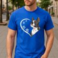 Boston Terrier Shirts For Women Girls Kids Heart Cute Men's Casual T-Shirt Royal Blue