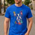 Boston Terrier Splash Men's Casual T-Shirt Royal Blue