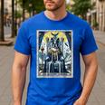 Boston Terrier Tarot Card Dog Men's Casual T-Shirt Royal Blue