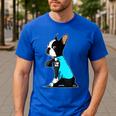 Boston Terrier Tattoos I Love Mom Men's Casual T-Shirt Royal Blue
