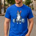 Boston Terrier Weightlifting Deadlift Men Fitness Gym Men's Casual T-Shirt Royal Blue