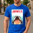 Boston Terriers Jowls Dog Mom Dog Dad Men's Casual T-Shirt Royal Blue