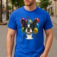 Celebration Event Birthday Party Boston Terrier Men's Casual T-Shirt Royal Blue