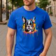 Colorful Boston Terrier Dog For Men Women Kids Men's Casual T-Shirt Royal Blue