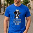 Cute Boston Terrier Dad Dog Lovers Puppy Bostie Owner Men's Casual T-Shirt Royal Blue