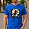 Cute Boston Terrier Halloween Costume Dog Lover Women Girls Men's Casual T-Shirt Royal Blue