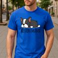 Cute Boston Terrier Boston Mama Men's Casual T-Shirt Royal Blue