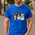 Cute Halloween Boston Terrier Dogs Witch Hat Ghost Dog For Men Women Kids Men's Casual T-Shirt Royal Blue