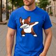 Dabbing Red Boston Terrier Dab Dance Dog Men Women Kids Men's Casual T-Shirt Royal Blue