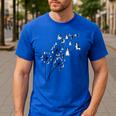 Dandelion Boston Terrier Flower Floral Bostie Tree Men's Casual T-Shirt Royal Blue