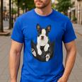 Dog Lovers Boston Terrier In Pocket Dog Face For Men Women Kids Men's Casual T-Shirt Royal Blue
