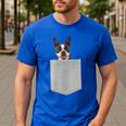 Dog In Your Pocket Boston Terrier For Men Women Girls Kids Men's Casual T-Shirt Royal Blue