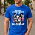 Even My Boston Terrier Loves Trump Trump Supporter Dog Lover Men's Casual T-Shirt Royal Blue